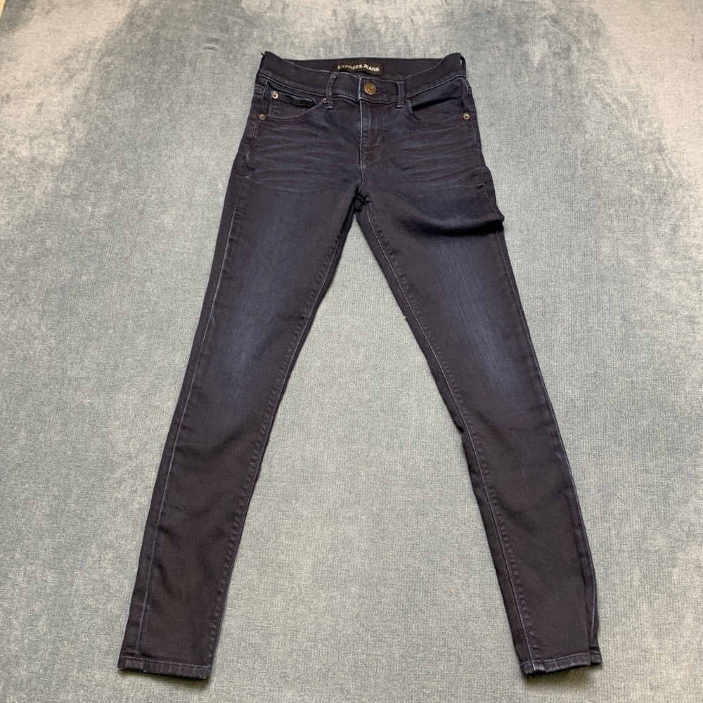 Express Jeans Supersoft Legging Mid Rise Womens 0S Blue Denim Cotton Stretch